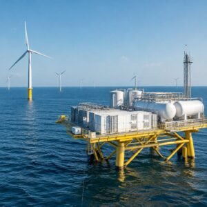 Plataforma offshore de hidrógeno verde junto a eólica marina