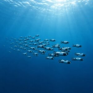 Enjambre de pequeños robots marinos bajo el agua