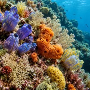 Muestras de organismos marinos en el fondo