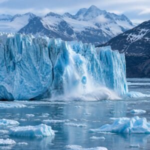 Frente de glaciar y hielo marino en el océano polar