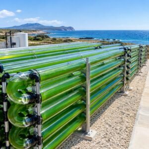 Fotobiorreactores de microalgas verdes junto a la costa
