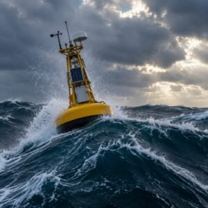 Boya de medición de oleaje en mar agitado